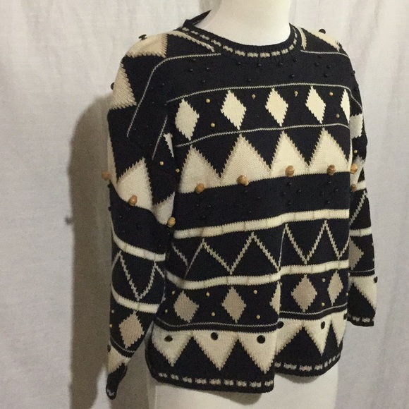 CHAUS Cotton Blend Sweater w/ Wooden Beads - Picture 3 of 5